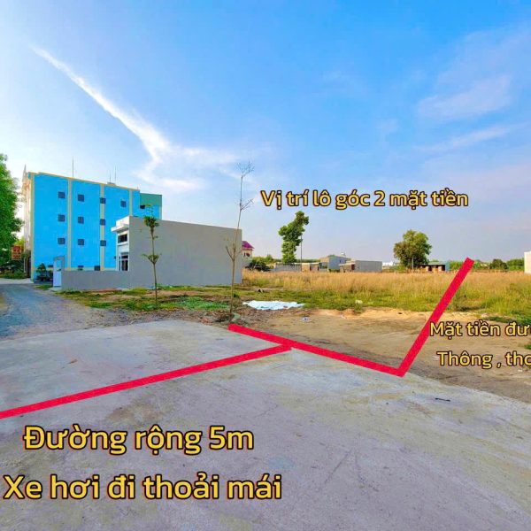 Đất 2 mặt tiền ngay chợ An Viễn , đường lớn 12m , sổ riêng thổ cư 100% .